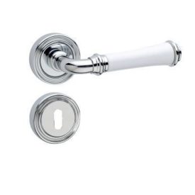   MAESTRO TASHA FÉNYES KRÓM-FEHÉR PORCELÁN BETÉTES KÖRROZETTÁS KILINCS WC ZÁRRAL