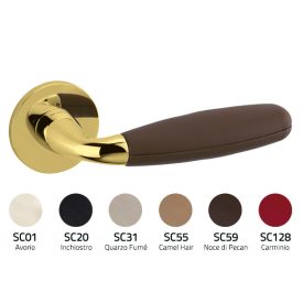   Olivari CLUB SuperGold fényes + bőr ZV lapos rozettás kilincs