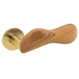   Olivari CHELSEA SuperGold szatén TS + fa laprozettás kilincs ajtóütközővel