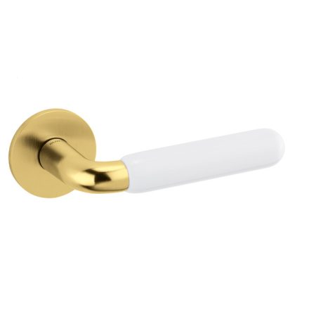Olivari ALBA SuperGold szatén réz + porcelán TD lapos rozettás kilincs