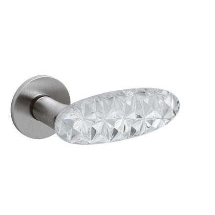 Olivari CRYSTAL DIAMOND matt króm + üveg M6 lapos rozettás kilincs